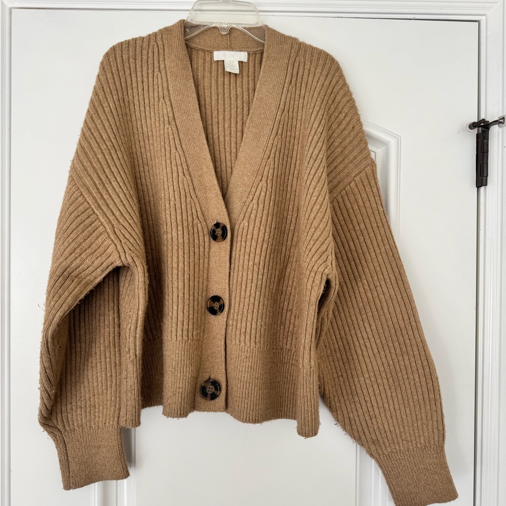 H&M Camel Ribbed Cardigan